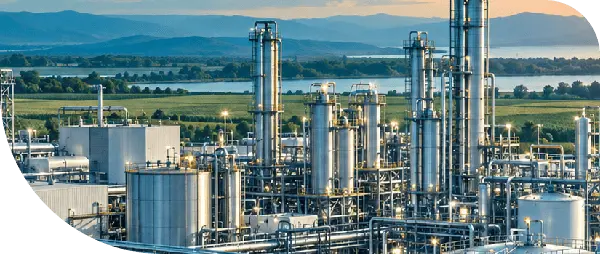 Process plant with distillation columns and storage tanks